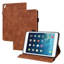iPad 7th Gen Case, iPad 10.2" 2019 Case, Allytech PU Leather Folio Slim Mandala Embossed Pencil Holder Cards Holder Multi-Angle Stand Shockproof Case Cover for Apple iPad 7th Generation, Brown