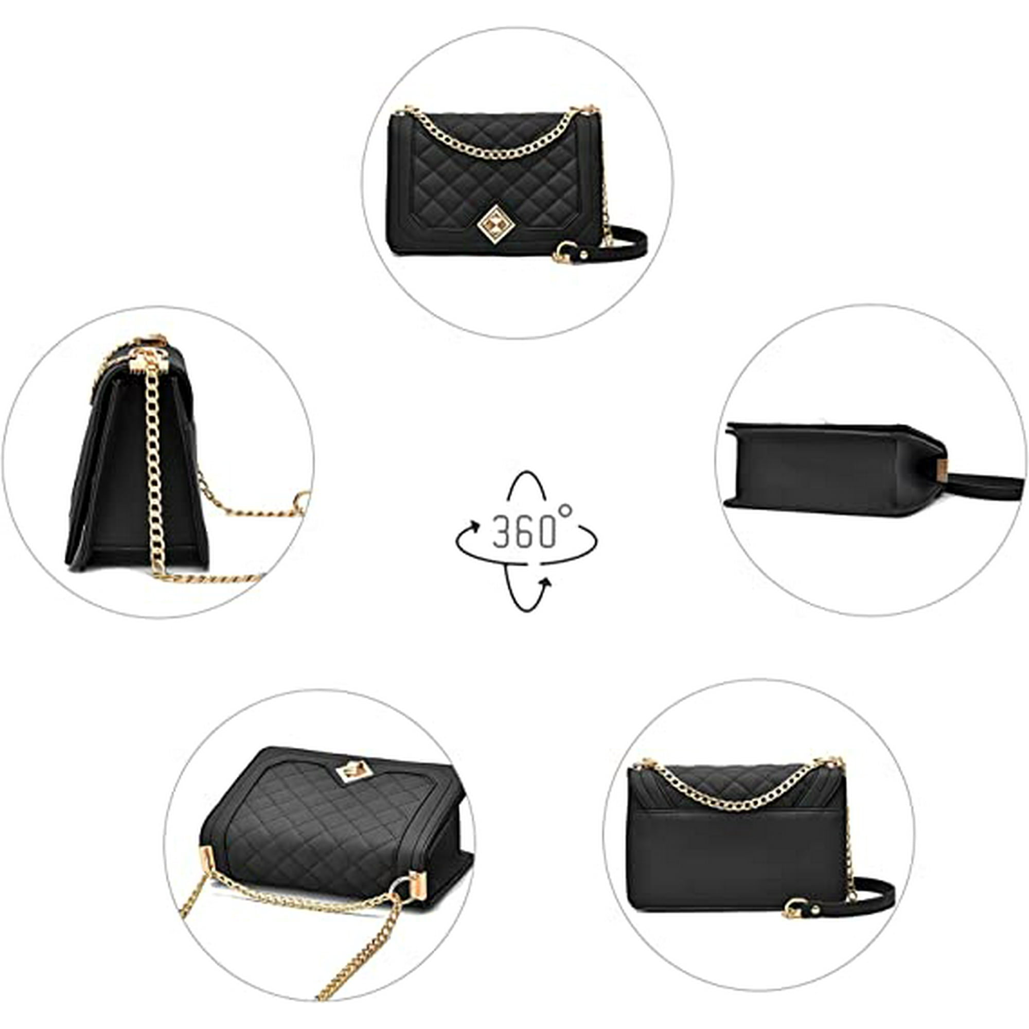 Hongchun Crossbody Bags for Women Small Handbags PU Leather Shoulder Bag Ladies Purse Evening Bag Quilted Satchels with Chain Strap Black Walmart