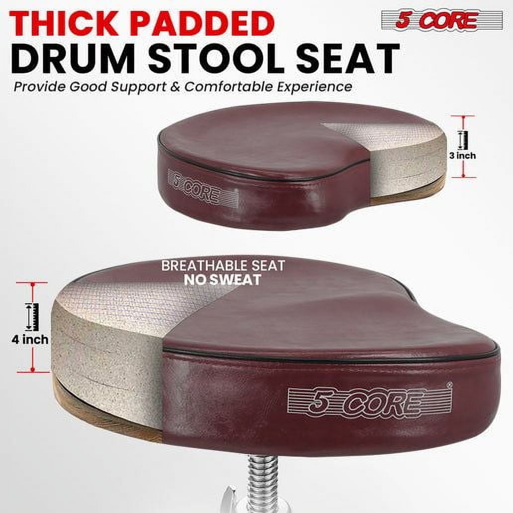 Drum Throne Padded Guitar Stool Saddle Drummer Seat for Adults & Kids - Cherry