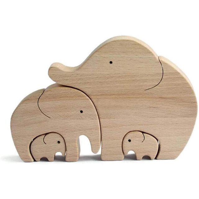 Madre e hijo de elefante de madera: la mejor madre del mundo, decoración de familia de elefantes, decoración de mesa, madre Adepaton WL-00913
