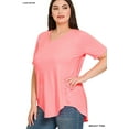 thumbnail image 2 of Zenana Women & Plus Luxe Rayon Short Sleeve V-Neck Hi-Low Hem Casual Tee-Shirt Top, 2 of 4