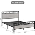 thumbnail image 2 of Queen Size Bed Frame with Rustic Leather Headboard and Footboard, Metal Platform Bed Frame Full Heavy Duty, Sturdy Steel Slat Support, No Box Spring Needed, Light Grey, 2 of 6