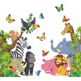 thumbnail image 1 of Juego de calcomanías de pared JAMW animales de dibujos animados selva, 1 of 5