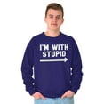 thumbnail image 5 of I'm With Stupid Classic Rude Insult Unisex Plus Fleece Graphic Sweatshirt Brisco Brands 3X, 5 of 6