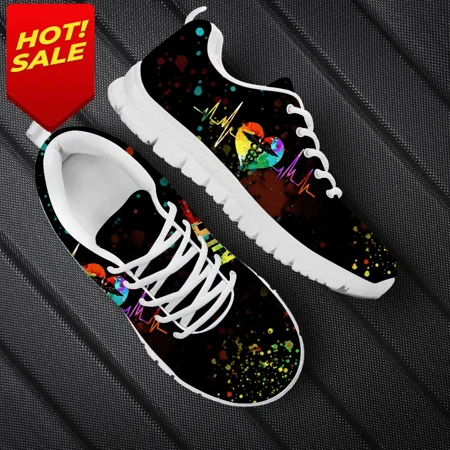 

New Cartoon Nurse Shoes For Women Medical Heart Beat Brand Design Breathable Sneakers Flats Shoes Zapatos Mujer