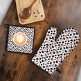 thumbnail image 5 of White Cow Bow Pattern Kitchen Oven Mitt and Pot Holder Sets 2 Pcs for Baking, Cooking and Grilling, Heat Resistant Up To 392 °F, 5 of 7