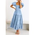 thumbnail image 3 of Vestido PRETTYGARDEN para mujer con mangas abullonadas midi azul claro talla XL, 3 of 8