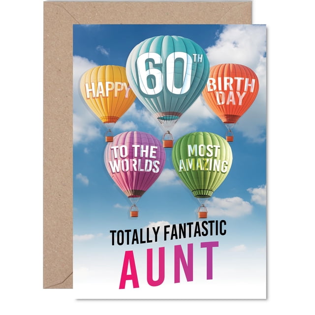 Tarjeta de felicitación Giftzie para 60.º cumpleaños con globo aerostático