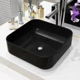 thumbnail image 2 of Lavabo de baño, lavabo, cerámica, cuadrado, negro, VidaXL, 2 of 6