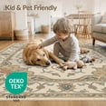 thumbnail image 4 of ODIKA 8'x10' Washable Area Rug Durable, Non-Slip Oushak Border Cream Farmhouse Bohemian Medium Boho Large Vintage Playful for Living Room, Under Sectional, Family, 4 of 7