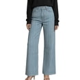 thumbnail image 2 of Cagogo Women's Wide Leg High Waisted Trousers with Pockets Striped Casual Streetwear Long Pants Vacation Travel Lounge Outfits Summer Clothes, Blue S, 2 of 6