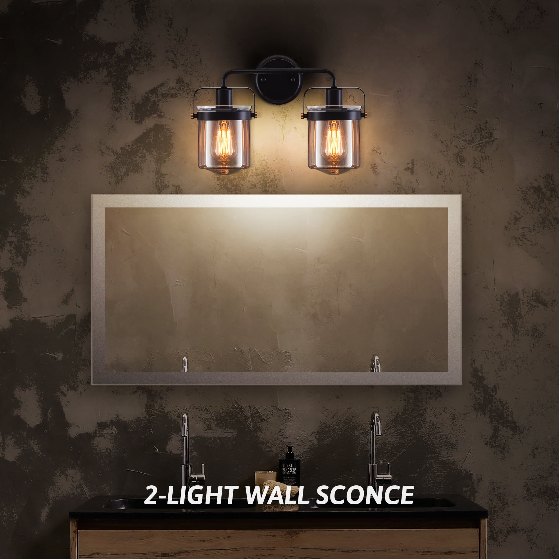 videnskabsmand blast Mere end noget andet Lantern Wall Sconce Farmhouse Light Fixture with Glass Shade for 60W Bulbs  Black- 3-Light Sconce - Walmart.com