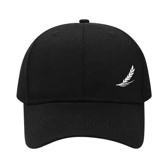 LEKODE Mens Womens Minimalist Wheat‑Leaf Embroidered Baseball Cap, Solid Cotton Twill Structured Curved Brim Hat, Adjustable Low‑profile Casual Sun Cap for Travel Daily Use Black One Size