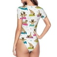thumbnail image 4 of Easygdp Yoga Dogs Poses Women'S Waist-Cinching Short-Sleeved Onesie, Olastic Onesiet,Snaps At Bottom,Easy To Put On And Take Off - Large, 4 of 9