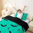thumbnail image 3 of Homewish Bright Halloween Bat Twin Duvet Cover,Celestial Moon Pattern Twin Bedding,Mint Green Black,Black Reversible,2-Piece,1 Duvet Cover and 1 Pillowcase, 3 of 6