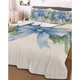 thumbnail image 3 of Quilts Twin Size, Hydrangea Flower Soft Comforter Bedding Set for Bed, Pastoral Blue Bow Floral Spring Lraf Lightweight Quilted Bedspread with Pillow Cover(2 Pieces) for All Season, 68x86 Inch, 3 of 6