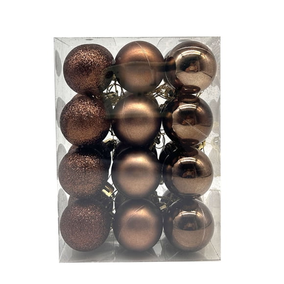 Staron 24PCS Christmas Tree Balls Ornaments for Xmas Christmas Tree 30mm/1.18" Shatterproof Brown Plastic Ornaments Hanging Christmas Balls Ornaments for Tree Holiday Party Wedding
