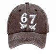 thumbnail image 4 of WKSCLPAI 67 Meme Vintage Washed Baseball Cap, Adjustable Unisex Graphic Dad Hat for Casual Wear & Street Style, 4 of 5