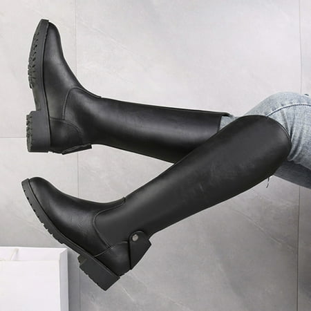 

ERTUTUYI Heels Buckle High Breathable Barrel Belt Retro High Size Boots Plus Women s Color Zipper Winter Shoes Boots Thigh Women s Boots Black 42