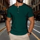 thumbnail image 1 of Ceisia Men's Slim Fit Short Sleeve Henley Shirt Waffle Knit Contrast Panel Casual T-shirt Army Green XXXL Gifts, 1 of 6