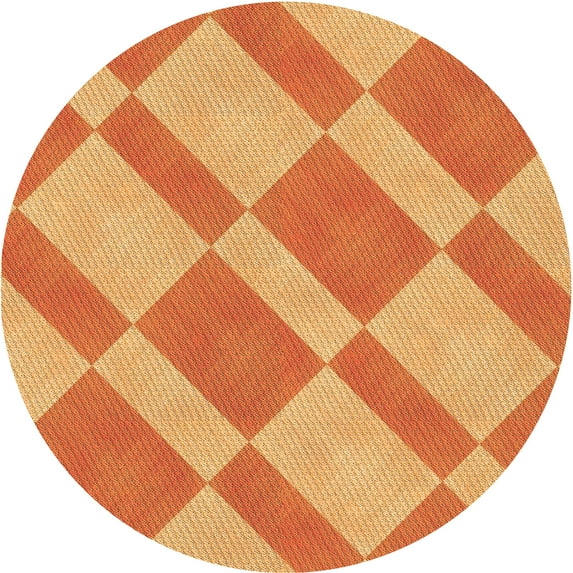 Ahgly Company Indoor Round Patterned Cantaloupe Orange Area Rugs, 7' Round