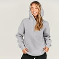 thumbnail image 5 of IROINNID Women's Fall Tops Long Sleeve Fall And Winter Solid Color Hooded Sweatshirt Loose Fit Casual Basic Hoodie,Gray, 5 of 9