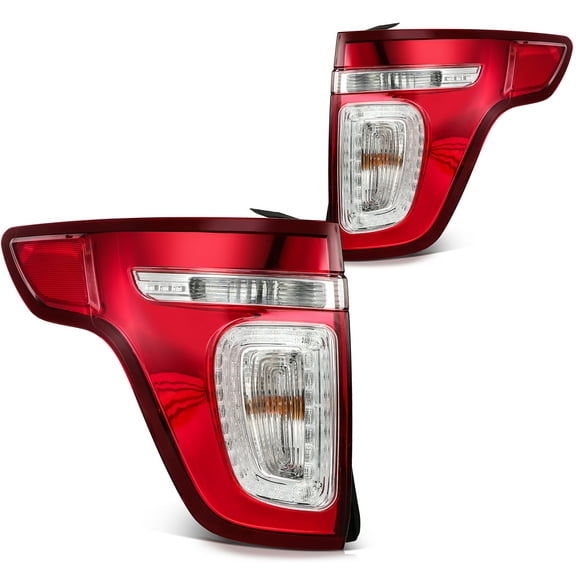 cciyu Taillight Assembly Replacement for 2011-2015 for Ford Explorer XLT Base Limited Sport 3.5L V6 Gas Outer Red Clear Driver and Passenger Side Tail Lights BB5Z13405C BB5Z13404C