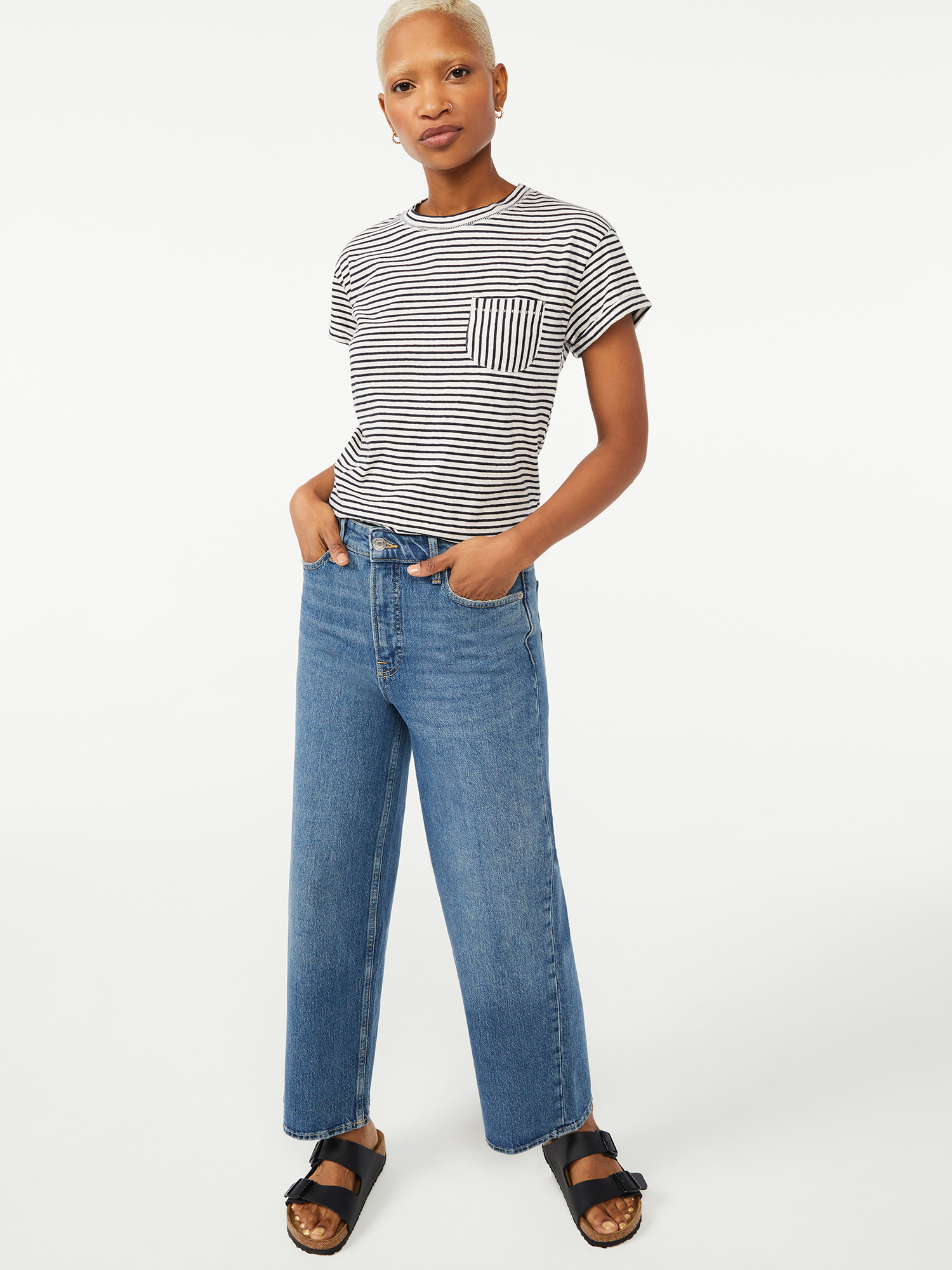 Free Assembly Women's Cropped Wide High Rise Straight Jeans - image 3 of 5