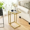 thumbnail image 2 of C Shaped End Side Table Set of 2,Couch Sofa Table for Small Space,Tempered Glass Snack Side Table with Metal Frame for Living Room, Bedroom, Bedside, Modern Style, Gold, 2 of 9