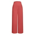 thumbnail image 4 of zaveiop Linen Pants for Women High Waisted Cotton Wide Leg Pants Wide Leg Belt Pocket (Orange, M), 4 of 4