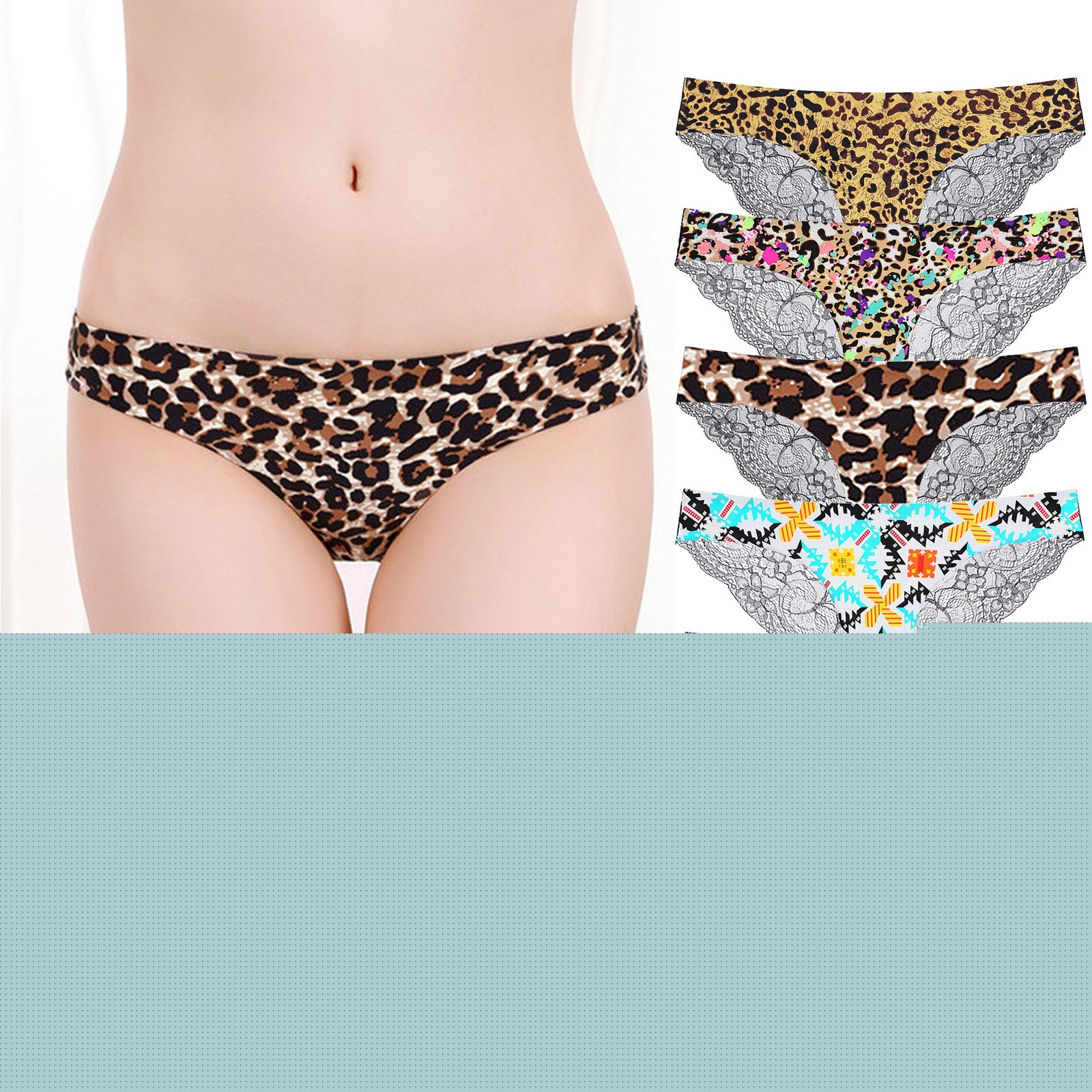 

Aueoeo Seamless Underwear For Women Bulk Underwear For Women 6Pcs Sexy Ladies Low-Rise Transparent Leopard Print Lace Breathable Underpants Clearance