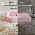 thumbnail image 4 of 78" Convertible Folding Sofa Bed, Queen Sleeper Sofa with Pillow, Modern Teddy Fabric Floor & Futon Loveseat Couch, Foam Folding Mattress Sleeper for Living Room, Guest Use, Office, Apartment, Pink, 4 of 9