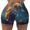 thumbnail image 2 of Sikiie Neon Seahorse Underwater Realm Workout Shorts Women Scrunch Butt Gym Shorts Seamless High Waist Tummy Control Yoga Biker Athletic Shorts-Medium, 2 of 8
