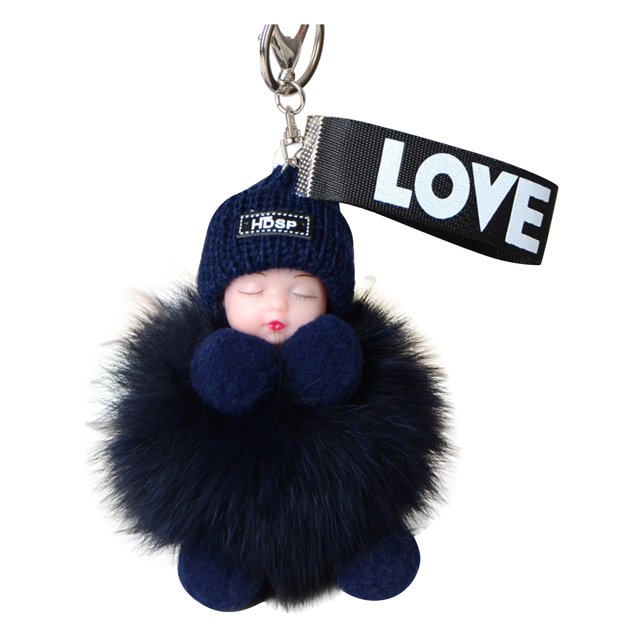 Furry Sleeping Baby Keychain with Sleeping Pompon, Suitable for Babies, Handbags Or Car Pendants, Keychains