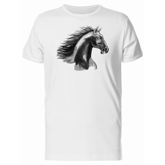 Watercolor Black Horse Sketch T-Shirt Men -Image by Shutterstock, Male x-Large