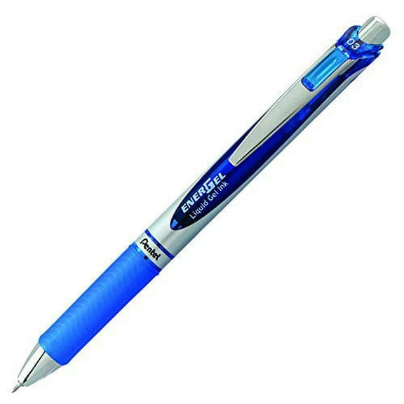 Pentel EnerGel RTX Retractable Liquid Gel Pen, Extra Fine Line, Needle Tip, Blue Ink ,12 pack (BLN73-C), 0.3mm needle
