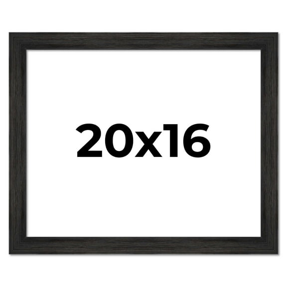 20x16 Frame Black Rustic Barnwood Solid Wood Picture Frame | 1.5 Inch Moulding Width | Includes UV