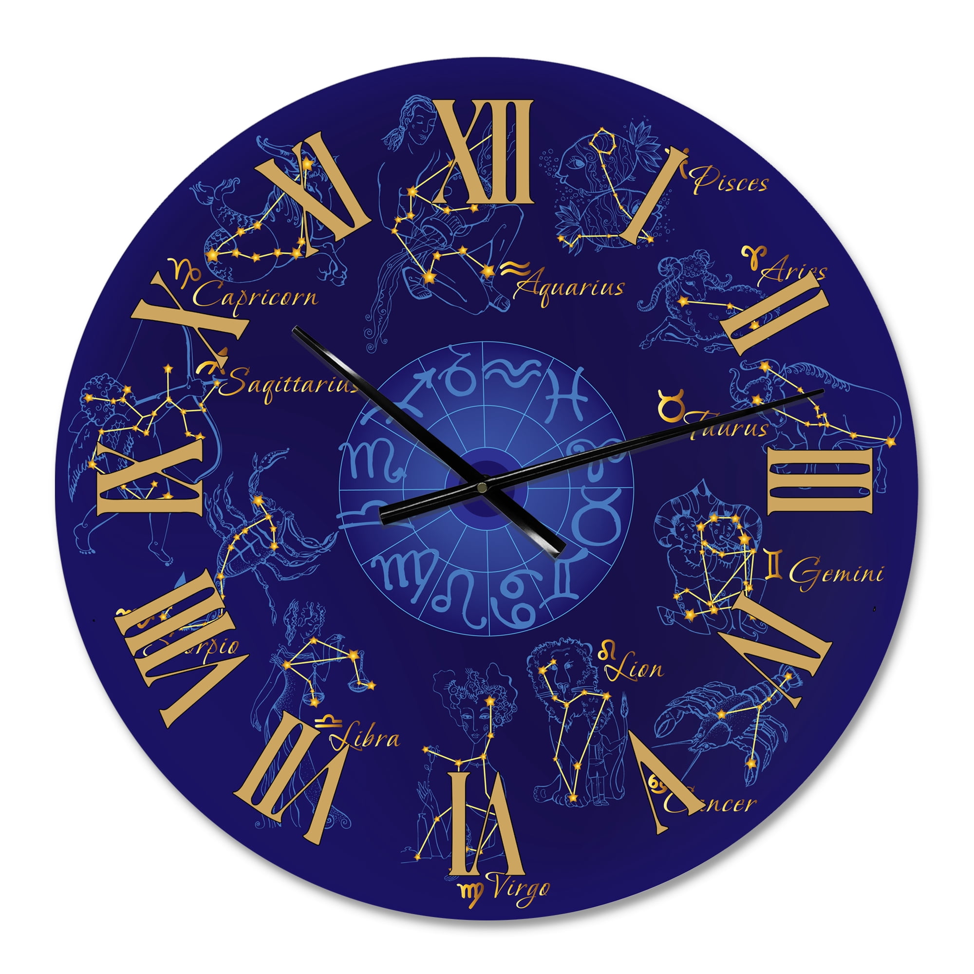 Designart 'Zodiac With Constellations And Zodiac Signs' Modern Wall Clock