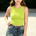 thumbnail image 6 of Fengqque Girls Tank Tops Athletic Sleeveless Crew Neck Ribbed Casual Solid Color Workout Crop Tops 9-14 Years Yellow 9-10 Years, 6 of 7