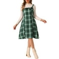 thumbnail image 1 of VESTIDO CON TIRANTES CHIC INSPIRADO para Mujer, Cuello Cuadrado, Vestido Midi A-Line, Talla L Verde Oscuro, 1 of 6