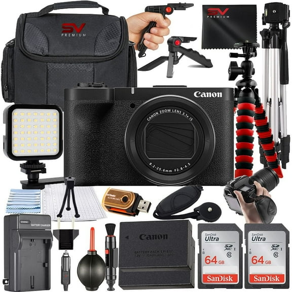 Canon PowerShot V1 Digital Camera with SanDisk 64GB Memory Card   Case   Tripod   SV Premium Accessory Bundle (International Version)