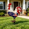 thumbnail image 4 of erdimoy 4th of July Patriotic Metal Rooster Yard Stake, 12" Red White Blue Garden Decoration with Stars, Fireworks & American Flag Design, 4 of 6