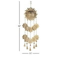 thumbnail image 3 of DecMode 32" Gold Metal Handmade Sun and Flowers Floral Windchime with Glass Beads and Cone Bells, 3 of 8