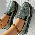thumbnail image 5 of Mostsola Loafers for Women Glitter Rhinestone Slip on Shoes Casual Platform Walking Shoes, 5 of 7