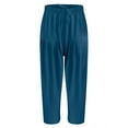 thumbnail image 4 of Tuphregyow Womens High Waisted Drawstring Wide Leg Pants Comfy Casual Loose Trousers with Pockets Loose Straight Pants Solid Color Blue XXXXXL, 4 of 5