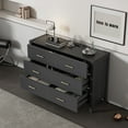 thumbnail image 2 of Modern Nightstands with Wooden Legs for Bedroom, Bedside Table with 6 Drawers for Living Room Bedroom, Minimalist and Practical End Side Table, Black), 2 of 8
