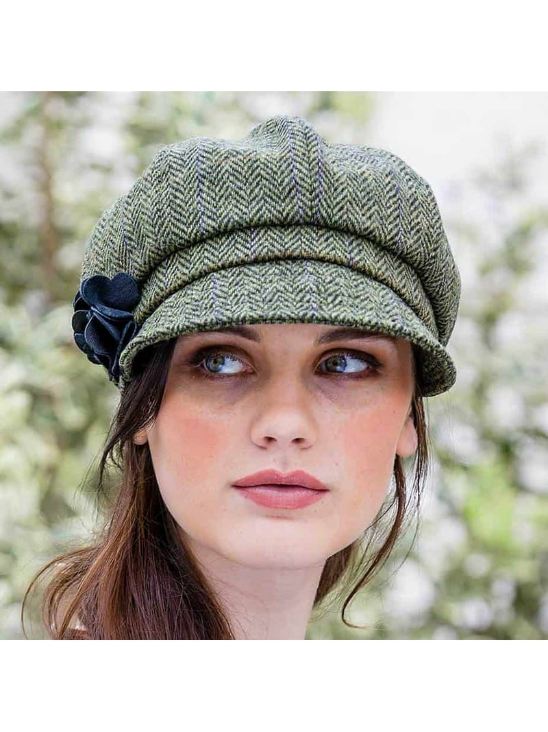 NEW Mucros Weavers Newsboy Hat Women\'s Irish Wool Black Made in Ireland One Size Ladies Tweed Newsboy Hat - Black & Grey Plaid| Mucros  main image 3