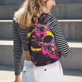thumbnail image 6 of Honeii Neon Gothic Skull Moon Print Canvas College Laptop Backpack, Durable Rucksack Travel Notebook Bag School Backpack Book Bag for Men Women-Medium, 6 of 7
