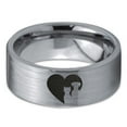thumbnail image 2 of Tungsten Heart Yin Yang Dog Cat Lovers Band Ring 8mm Men Women Comfort Fit Gray Flat Cut Brushed Polished, 2 of 4