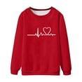 thumbnail image 2 of Clearance Sales Today Deals Prime Graphic Sweatshirts for Women Women's Heart Pattern Crewneck Long Sleeve Hoodless Hoodie, 2 of 4